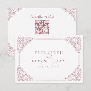 Vintage Pink Frame Elegant Wedding Details Enclosure Card