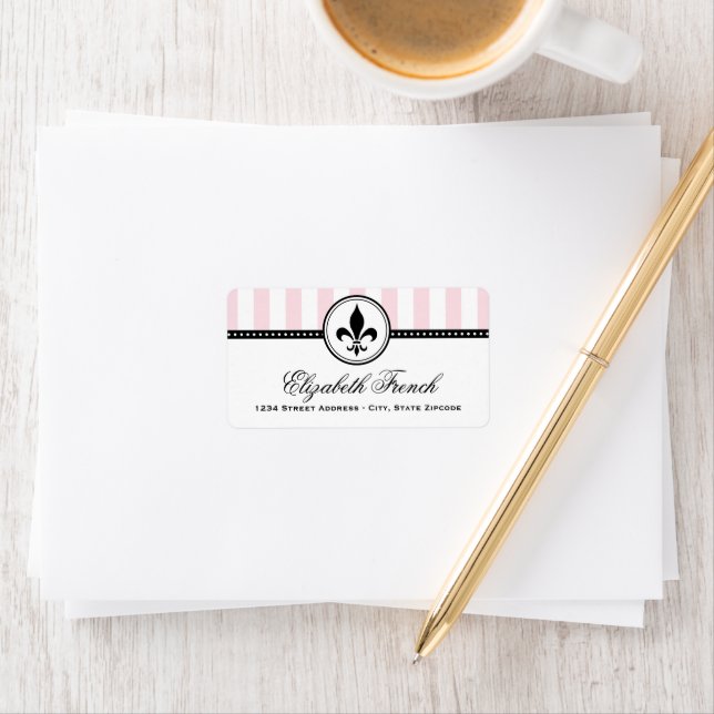 Vintage Pink French Fleur De Lis Address Label (Insitu)