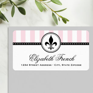 Vintage Pink French Fleur De Lis Return Address Label