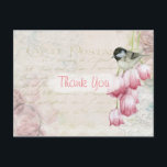 Vintage Pink French Thank You Postcard<br><div class="desc">See matching personalised RSVP postcards with option to add a photo of the couple and choice of Entrée here in the collection below.</div>