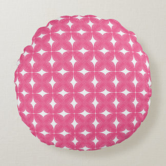 Vintage Pink Geometric Floral Pattern Round Cushion