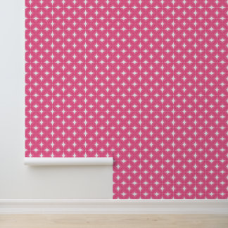 Vintage Pink Geometric Floral Pattern Wallpaper