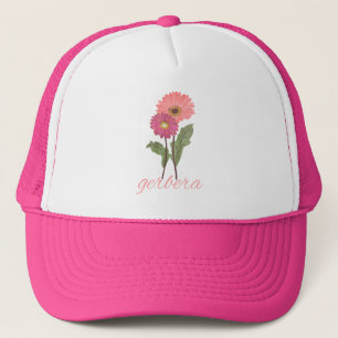 vintage pink gerbera for flowers lover trucker hat
