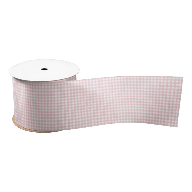Vintage Pink Gingham Rustic Country  Satin Ribbon (Spool)