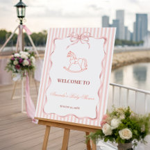Vintage Pink Girl Rocking Horse Baby Shower