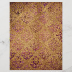 Vintage Pink Gold Damask Pattern Scrapbook Paper