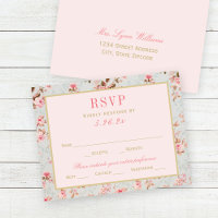 Vintage Pink Gold Floral Garden Wedding