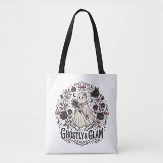 Vintage Pink Gothic Ghost Halloween Graphic Tote Bag