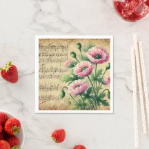 Vintage Pink & Green Watercolour Poppies Découpage