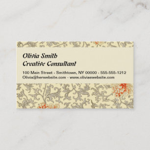 Vintage Pink Grey Artwork Botanical Floral Business Card