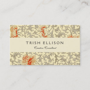 Vintage Pink Grey Artwork Botanical Floral Business Card