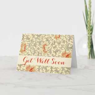Vintage Pink Grey Botanical Floral Card