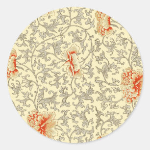Vintage Pink Grey Botanical Floral Classic Round Sticker