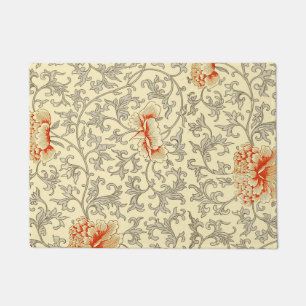 Vintage Pink Grey Botanical Floral Doormat