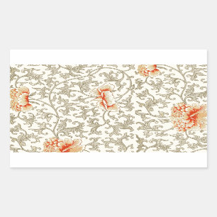 Vintage Pink Grey Botanical Floral Rectangular Sticker