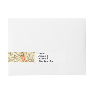 Vintage Pink Grey Botanical Floral Wraparound Address Label