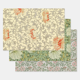 Vintage Pink Grey Botanical Floral Wrapping Paper Sheet