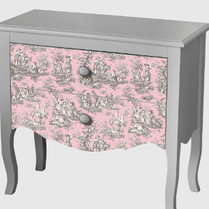 Vintage Pink Grey Toile de Jouy Floral Tissue Paper