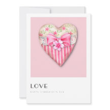 Vintage Pink Heart Personalised Valentine Card