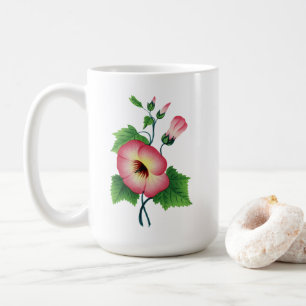 Vintage Pink Hibiscus Botanical Art - Classic Aest Coffee Mug