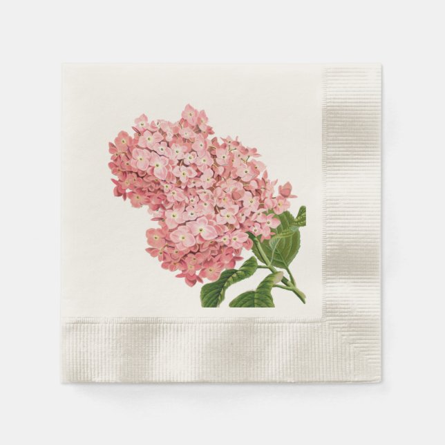 Vintage Pink Hydrangea, Custom Napkin (Front)