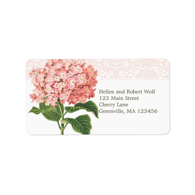 Vintage Pink Hydrangea Label (Front)