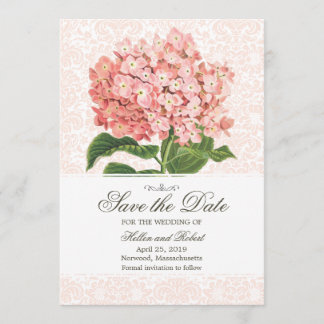 Vintage Pink Hydrangea Save The Date