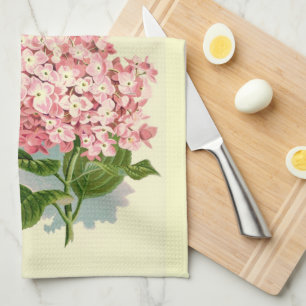 Vintage Pink Hydrangea Tea Towel