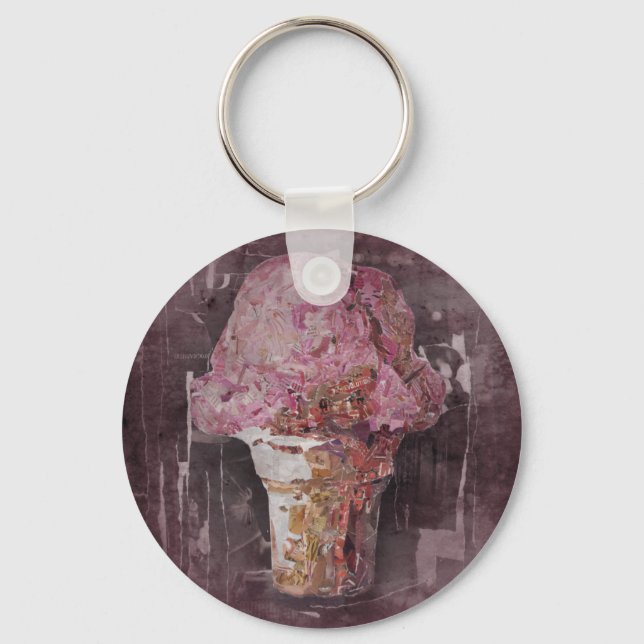 Vintage Pink Ice Cream Key Ring (Front)