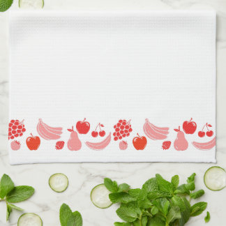 Vintage Pink Kitchen Fruit Border Grandmacore Tea Towel