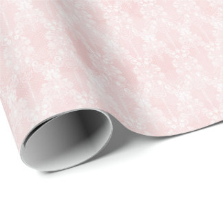 Vintage Pink Lace Coquette Wrapping Paper