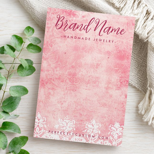 Vintage pink lace stencil damask earring card (Vintage pink lace stencil damask earring card)