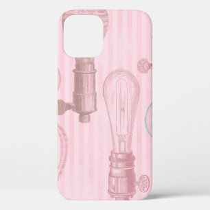 Vintage Pink Light Bulbs Retro Lovers Electrician iPhone 12 Case