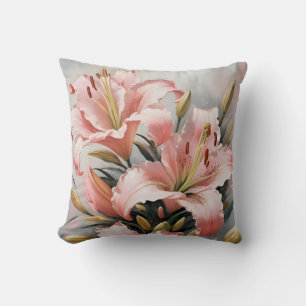 Vintage pink lilies cushion