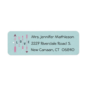 Vintage Pink Love Arrows Pastel Sky Blue Return Address Label