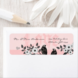Vintage Pink Love Birds Return Address Label