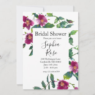 Vintage pink magenta Roses, watercolor pink roses Invitation