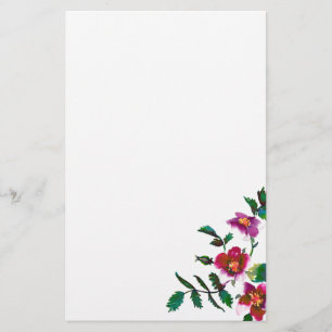 Vintage pink magenta Roses, watercolor pink roses Stationery