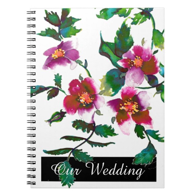 Vintage pink magenta watercolor roses  notebook (Front)