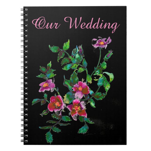 Vintage pink magenta watercolor roses  notebook (Front)