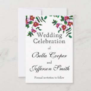 Vintage pink magenta watercolor roses save the date