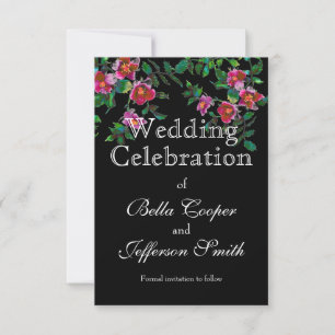 Vintage pink magenta watercolor roses  save the date