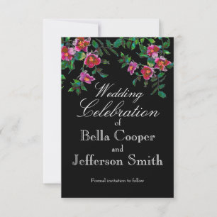 Vintage pink magenta watercolor roses save the date