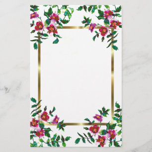 Vintage pink magenta watercolor roses  stationery