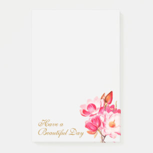 Vintage Pink Magnolias Floral Notepad