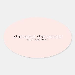 Vintage Pink Makeup and Beauty Personalised Oval Sticker