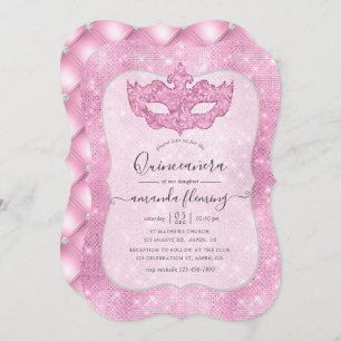 Vintage Pink Masquerade Quinceañera Invitation