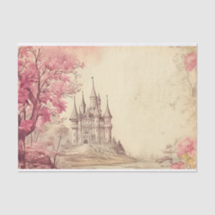 Vintage Pink Mediaeval Castle Tissue Paper