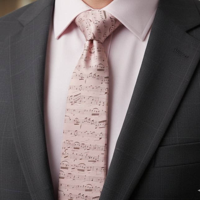 Vintage Pink Musical Notes Music Lover Tie (Creator Uploaded)