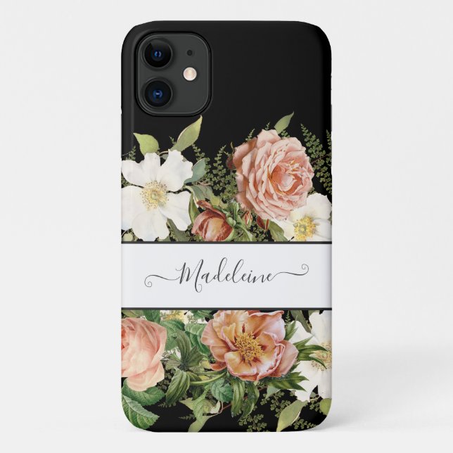 Vintage Pink n White Floral w Girly Flowers Case-Mate iPhone Case (Back)